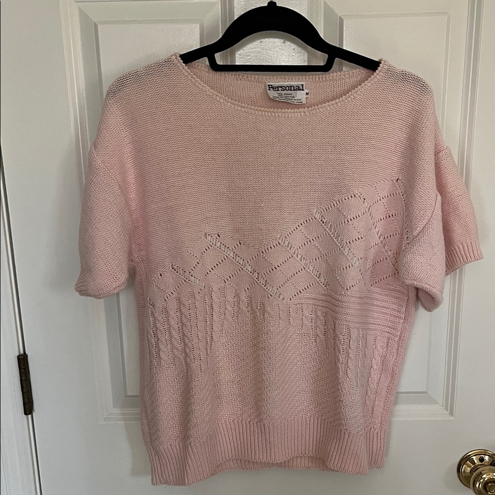 Persona Light Pink Short Sleeve Knit Top